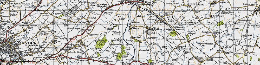 Old map of Low Catton in 1947