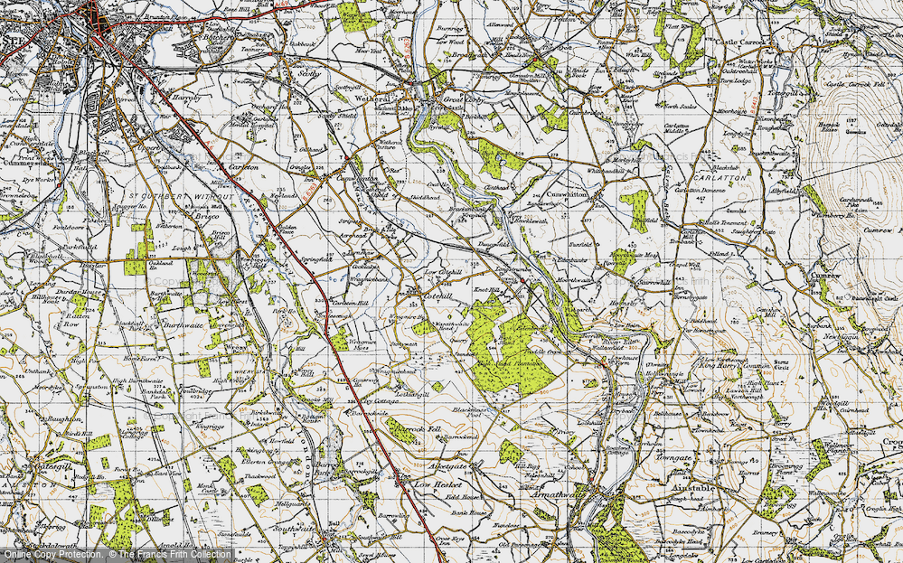 Old Map of Historic Map covering Brocklewath in 1947
