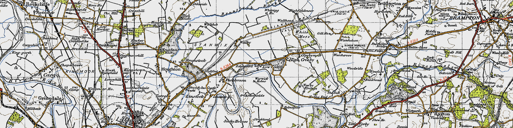 Old map of Low Crosby in 1947