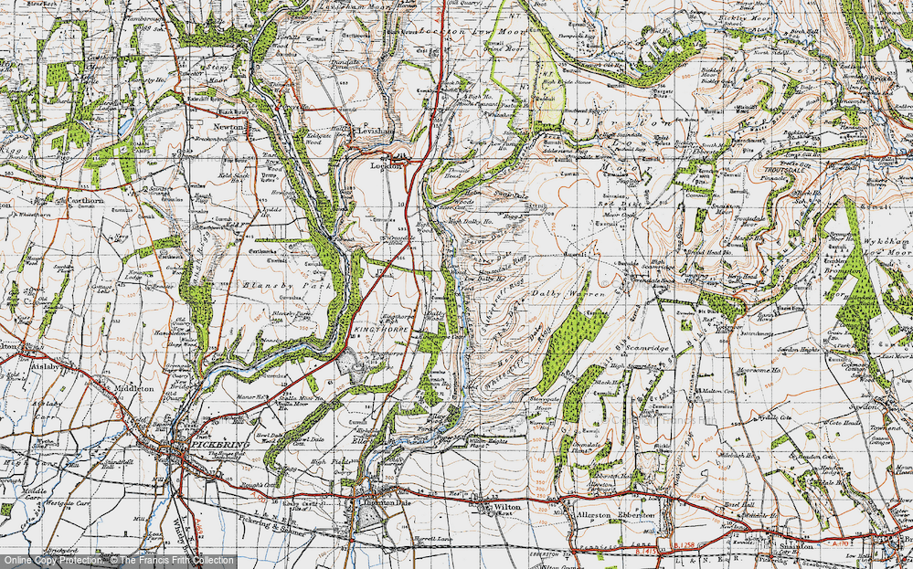 Old Map of Historic Map covering Dalby Forest in 1947