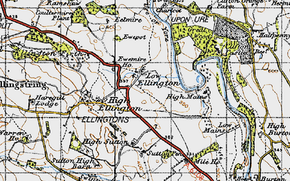 Old map of Low Ellington in 1947