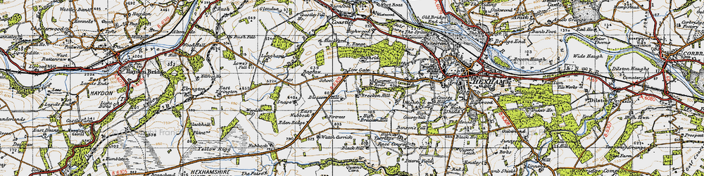 Old map of Leazes in 1947