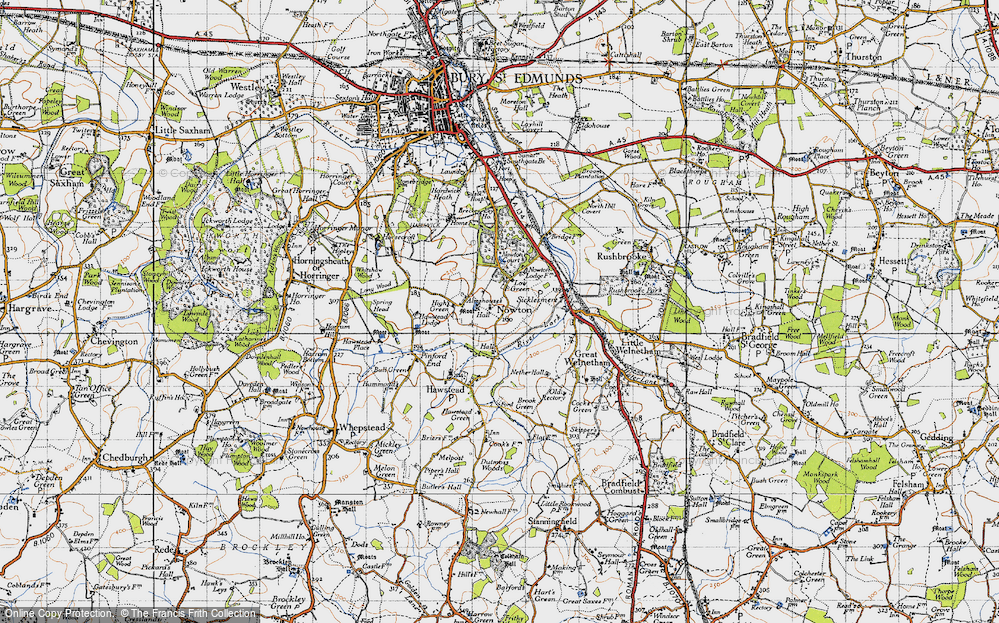 Old Map of Historic Map covering Nowton Park in 1946
