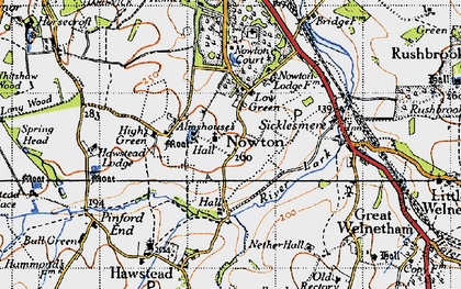 Old map of Nowton Park in 1946