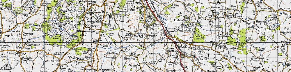 Old map of Nowton Park in 1946