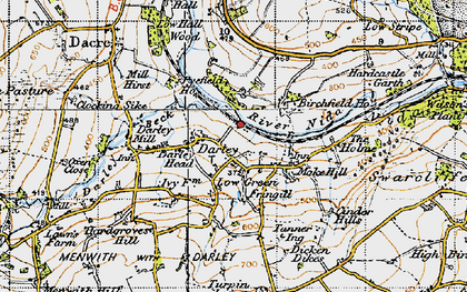 Old map of Low Green in 1947