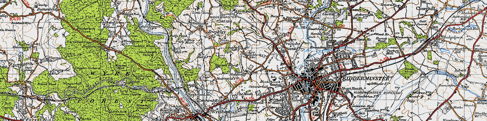 Old map of Low Habberley in 1947