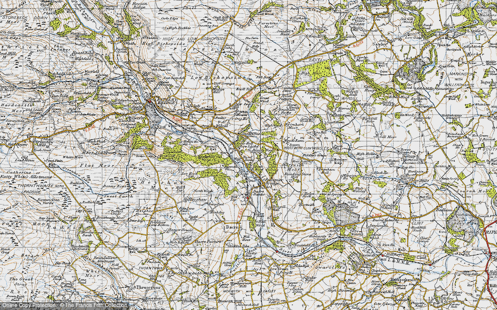 Old Map of Historic Map covering Birch Wood in 1947
