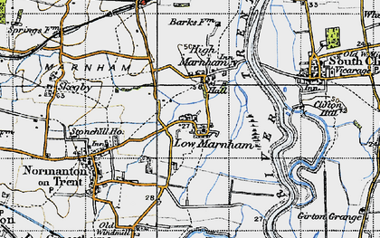 Old map of Low Marnham in 1947