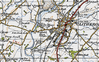 Old map of Low Moor in 1947