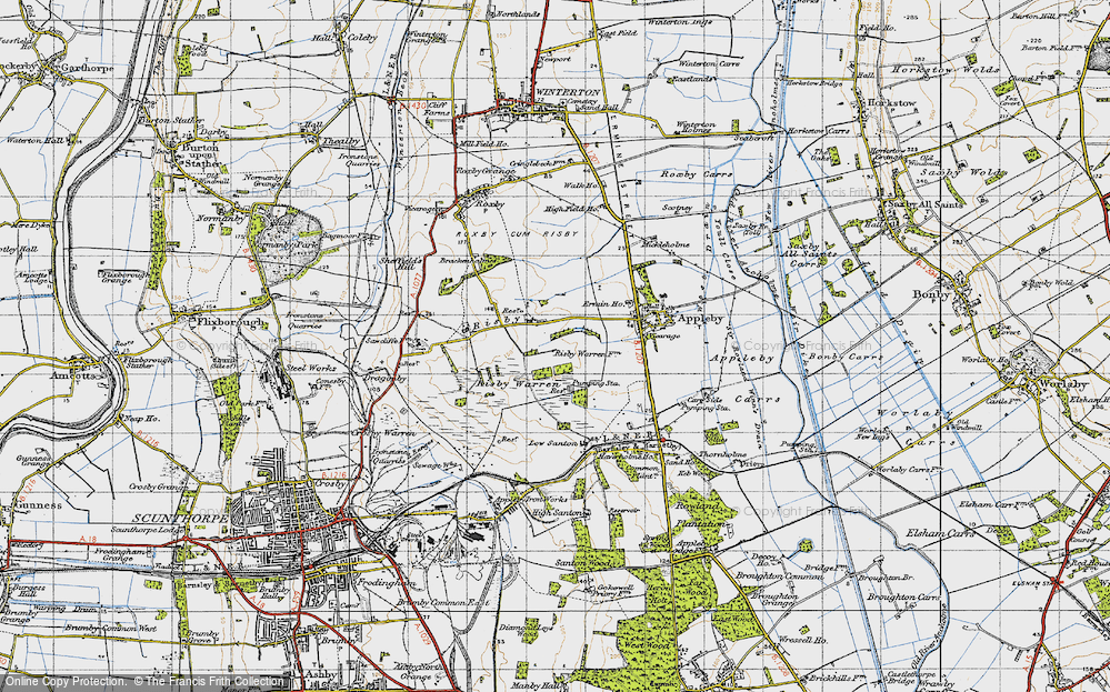 Old Map of Low Risby, 1947 in 1947
