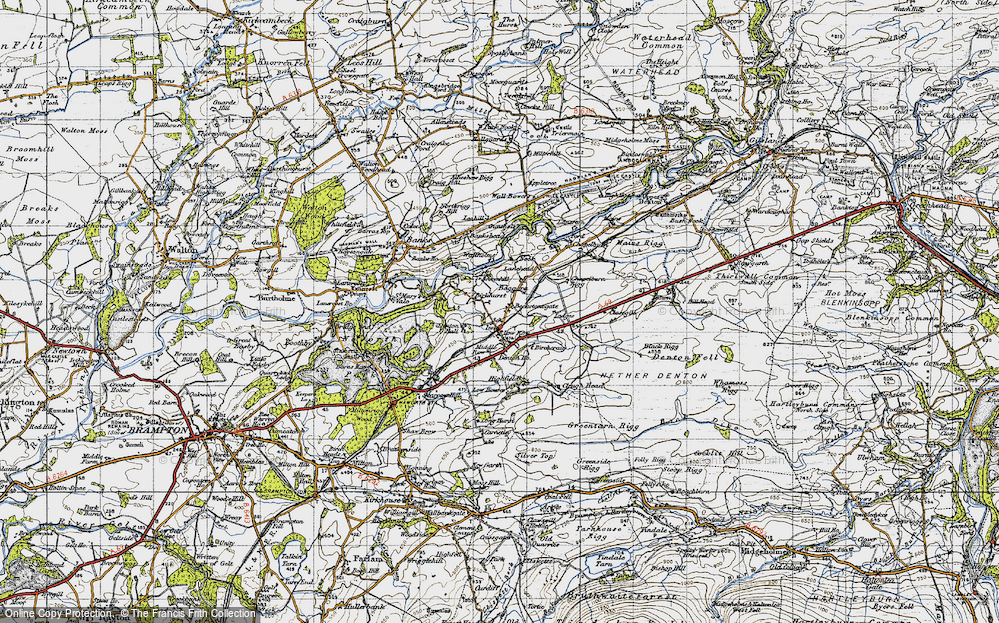 Old Map of Historic Map covering Allieshaw Rigg in 1947
