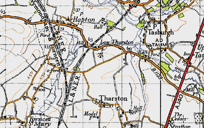 Old map of Low Tharston in 1946