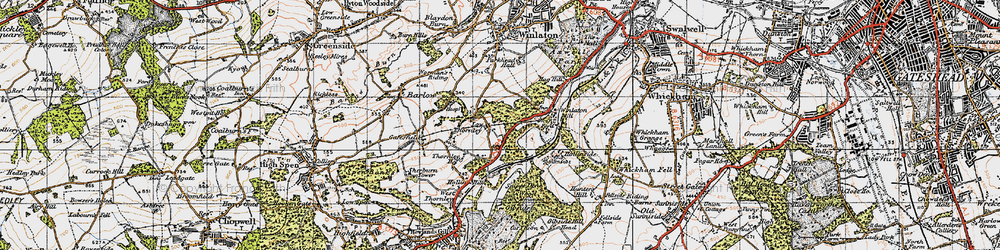 Old map of Low Thornley in 1947
