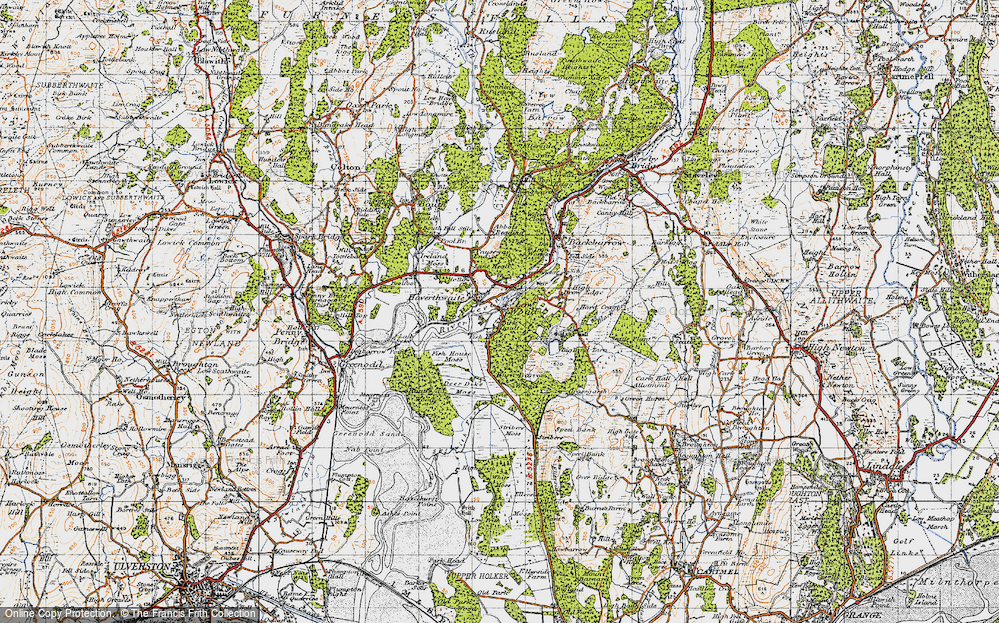 Old Map of Historic Map covering Birk Dault in 1947