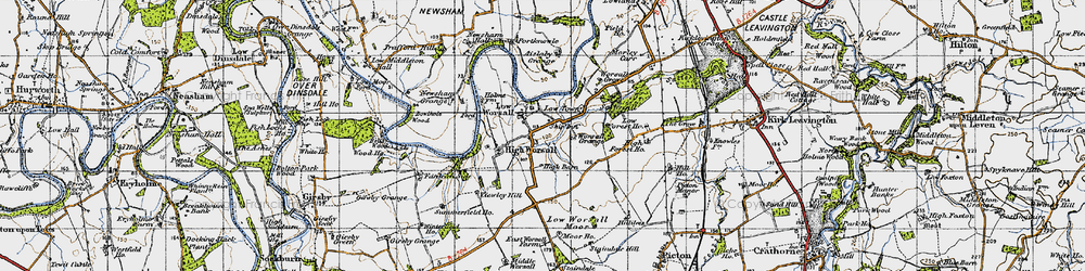 Old map of Worsall Grove in 1947