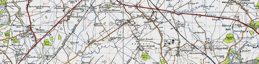 Old map of Lower Arncott in 1946