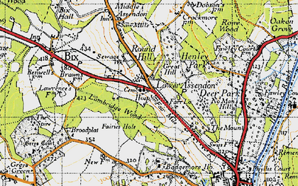 Old map of Badgemore Ho in 1947