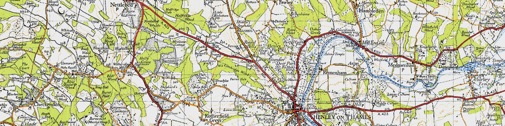 Old map of Lower Assendon in 1947