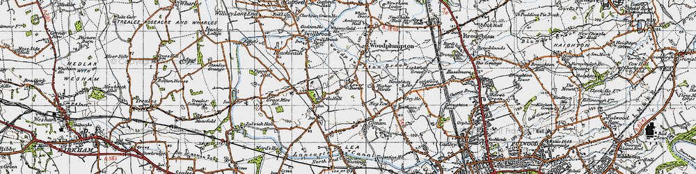 Old map of Lower Bartle in 1947