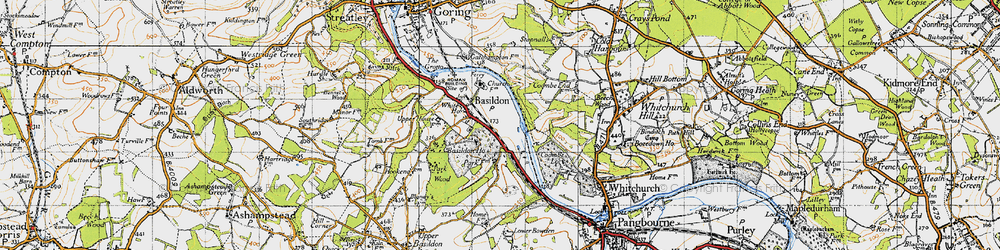 Old map of Lower Basildon in 1947