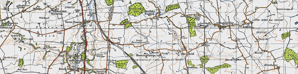 Old map of Lower Bassingthorpe in 1946