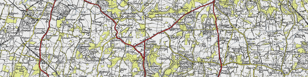 Old map of Lower Beeding in 1940