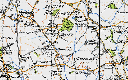 Old map of Lower Bentley in 1947