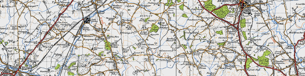 Old map of Lower Bentley in 1947