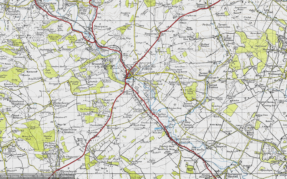 Old Map of Lower Blandford St Mary, 1940 in 1940