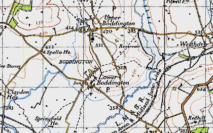 Old map of Boddington Resr in 1946