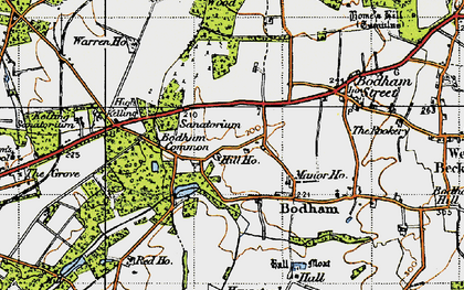 Old map of Bodham Common in 1945
