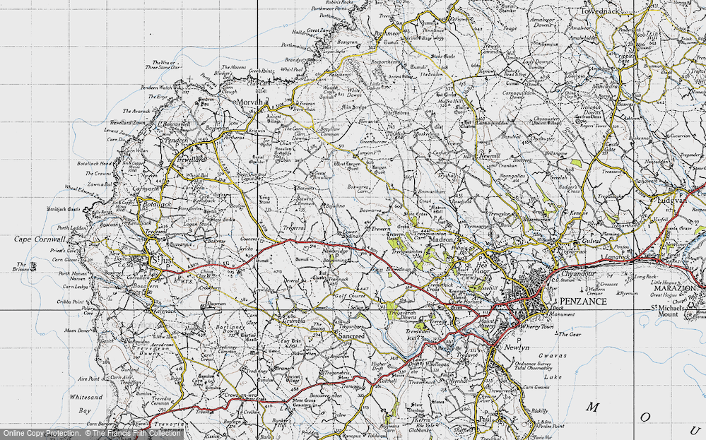 Old Map of Historic Map covering Boswarva in 1946