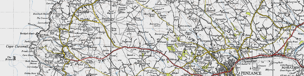 Old map of Lower Bodinnar in 1946