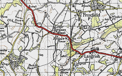 Old map of Lower Bordean in 1945