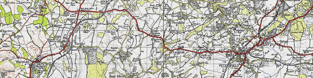 Old map of Lower Bordean in 1945