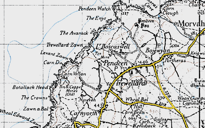 Old map of Lower Boscaswell in 1946