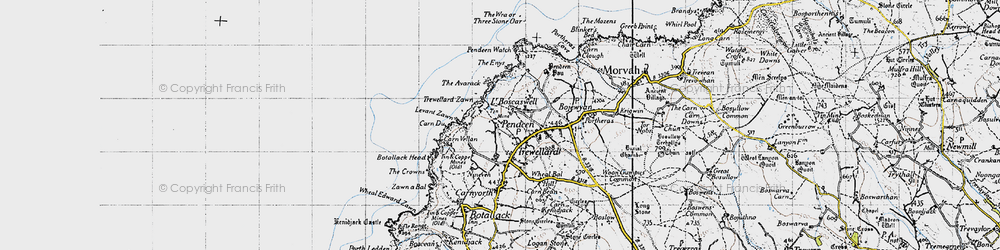 Old map of Lower Boscaswell in 1946
