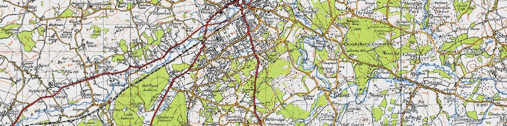 Old map of Lower Bourne in 1940