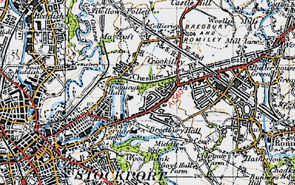 Old map of Lower Bredbury in 1947