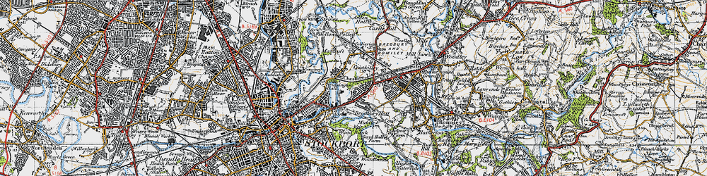 Old map of Lower Bredbury in 1947