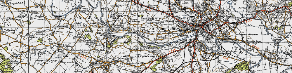 Old map of Lower Breinton in 1947