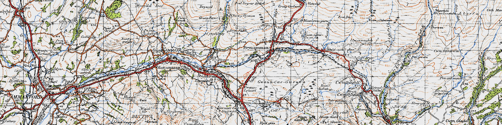 Old map of Bryn-Pedol in 1947