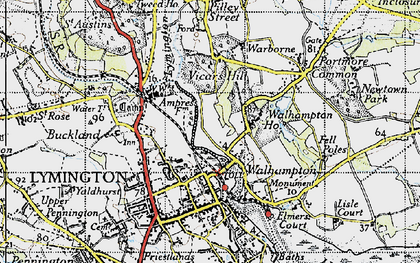 Old map of Lower Buckland in 1945