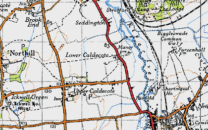 Old map of Lower Caldecote in 1946