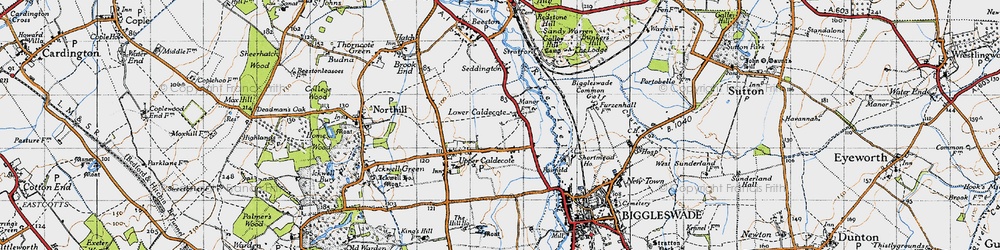 Old map of River Ivel in 1946