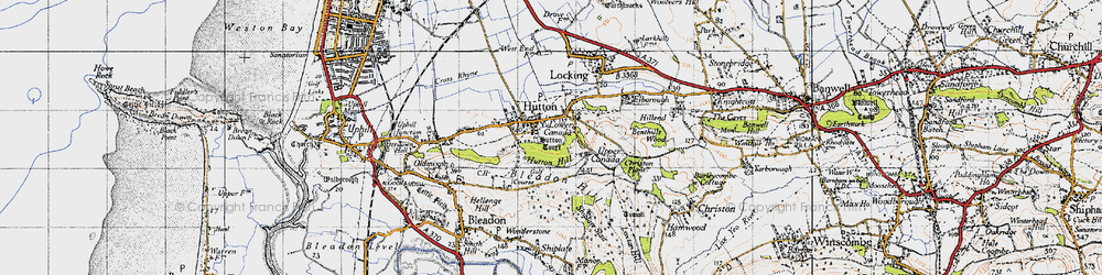 Old map of Lower Canada in 1946