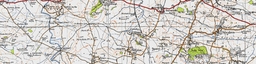 Old map of Lower Catesby in 1946