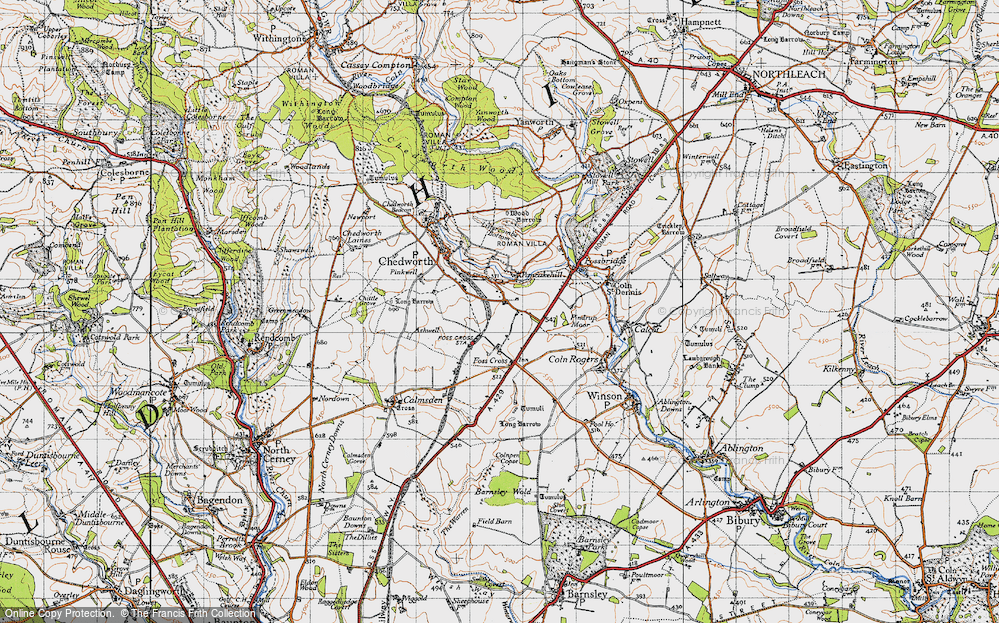Old Map of Lower Chedworth, 1946 in 1946
