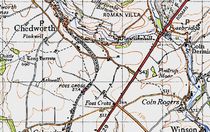 Old map of Lower Chedworth in 1946